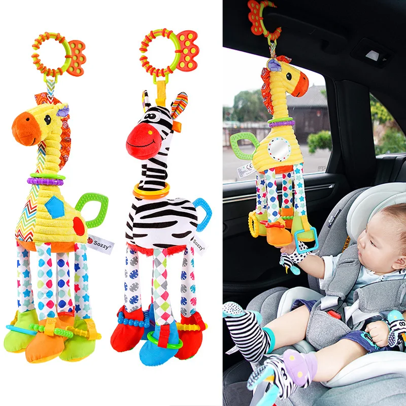 Baby Rattle Toy Set - Clochettes d'animaux girafe zèbre doux, hochets